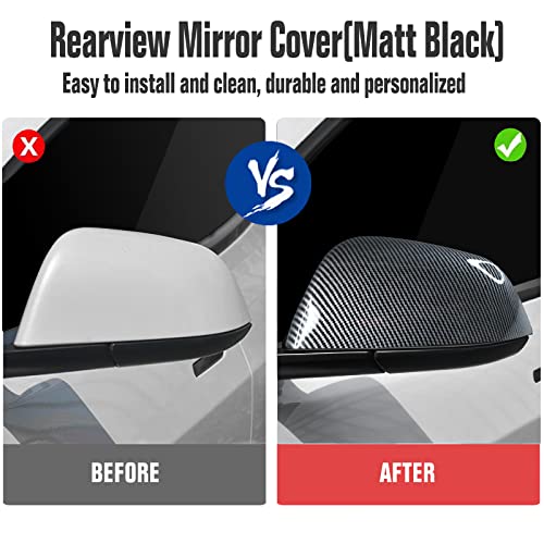 Model Y Side Mirror Cover, Mirror Cap 2 PCS Gloss Carbon Fiber Rearview Mirror Cover for Model Y (2021-2024) - Image 6