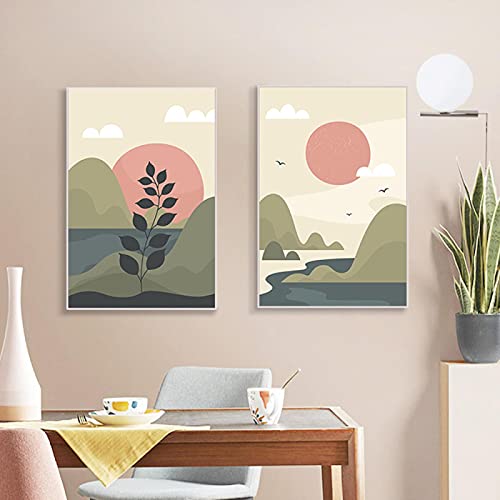 Paysage Abstrait Soleil Toile Peinture Photos Décoration Murale Vintage Salon Boho 50x75cm