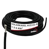 Caractéristiques du câble : câble solaire TECSUN H1Z2Z2-K 1/1KV | Conducteur : cuivre – rond, étamé, fil fin classe 5 | Gaine extérieure en caoutchouc (EVA) et isolation des fils en caoutchouc (HEPR) | Tension DC U : max. 1800 V | Tension nominale U0/U (Um) : 1000 V