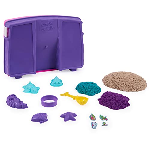 Kinetic Sand, Mermaid Palace Playset, Over 2Lbs Of Shimmer Play Sand (Neon Purple, Shimmer Teal, And Beach Sand), Reusable Folding Sandbox And Tools, Sensory Toys For Kids Ages 3 And Up #TOP5