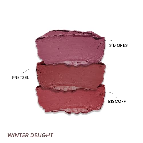 Image of LAMIOR Blurry Fudgy Matte Lip Tint Combo - Long Lasting, Transfer Proof & Hydrating Lip Tint, Enriched with Jojoba Oil, Almond & Mango Extracts with Cushion Applicator, (Winter Delight, Pack of 3)