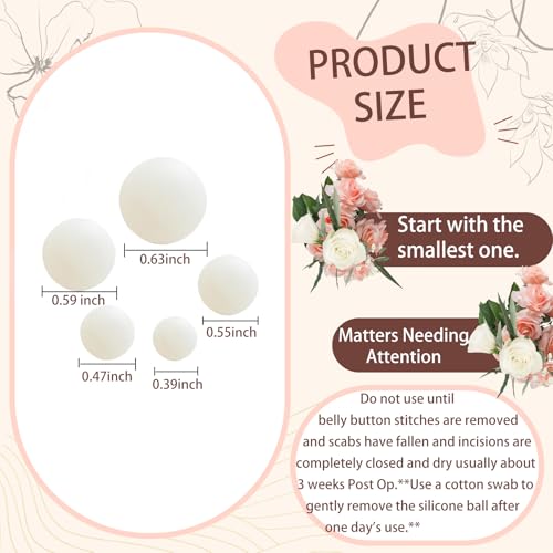 5PCS (Ball-Shaped) Belly Button Plug Post Tummy Tuck Soft Silicone Belly Button Trainer Tummy Tuck for Liposuction(5pcs+Tape)4