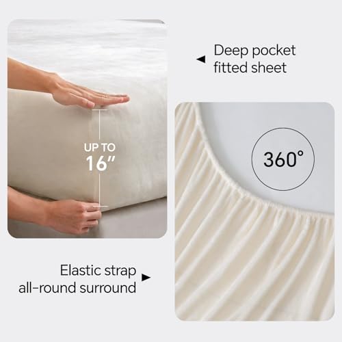 Image of BEDELITE Flannel Sheets Twin XL Size 3Pcs, Ultra Soft and Warm Plush Fleece Sheets Set for Dorm Room Essentials, Include Fitted Sheet, Flat Sheet, and 1 Pillowcase (White)