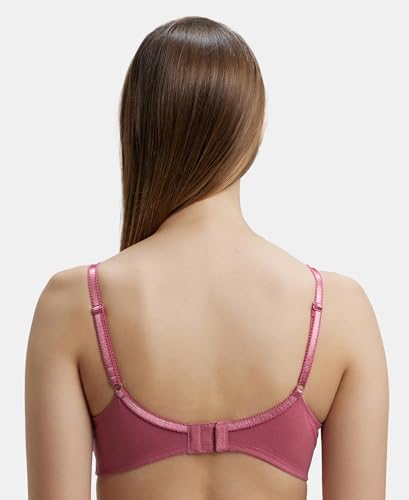 Image of Jockey 1615 Women's Wirefree Non Padded Super Combed Cotton Elastane Stretch Full Coverage Everyday Bra with Soft Adjustable Straps Rose Wine 38C