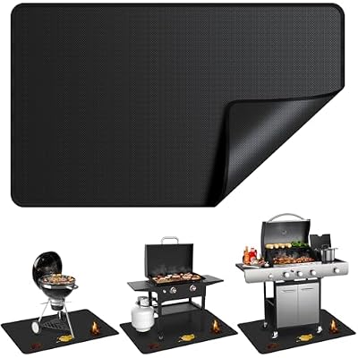 75 x 40 inch Under Grill Mats for Outdoor Grill, Double-Sided Fireproof BBQ Floor Pad for Deck Protector, Waterproof Oil-Proof Fire Pit Fireplace Mat