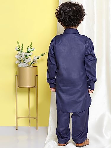 Image of AJ DEZINES Kids Cotton Full Sleeve Solid Black Pathani Suit Set for Boys - Ethnic Wear | Traditional | Festival Wear for boys - Regular Fit
