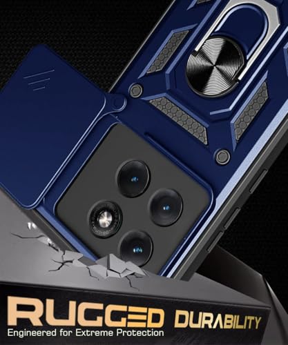 Image of WOW IMAGINE Tough Armor Bumper Mobile Back Case for Motorola Moto Edge 70 Fusion 5G | Sliding Camera Cover | Shock Proof 360 Protection | Hybrid PC + TPU | Ring Holder with Kickstand - Blue
