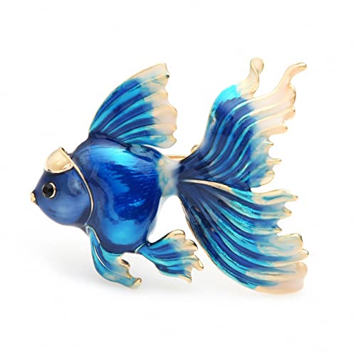 Image of Gold Fish Brooches Women Christmas Metal Fish Enamel Banquet Brooch Pins