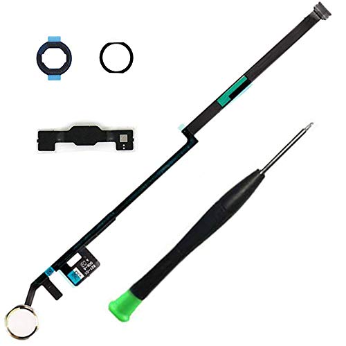 Tefir Gold Home Button Replacement for iPad 10.2" 2019 7 7th Gen (A2197 A2198 A2200), 2020 8 8th Gen (A2270 A2428 A2429 A2430), 2021 9 9th Gen Incl Flex Cable Connector