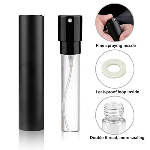 Image of Refillable Travel Perfume Atomizer Bottles, 2 Pcs 10ml Mini Portable Spray Bottles Refillable Perfume Aftershave Atomizer Empty Travel Bottles with Funnel (10ml (Black+Dark Purple))