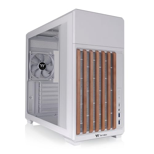 Image of Thermaltake TR300 WS; Wood Trim; Mid Tower; 1x120mm PWM Fan Included; ATX /mATX /mITX Support; 360mm Radiator Support; 410mm GPU Clearance; 165mm Air Cooler Clearance; Snow; CA-11M-00M6WN-WS