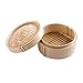Aurora Store Vaporiera cestelli per Cottura a Vapore in Legno Naturale di Bambu' Diametro 25 cm, Altezza Singolo cestello 6cm, Altezza Totale 10cm Bamboo