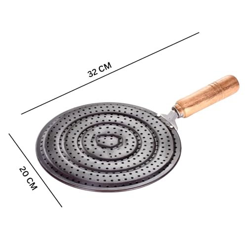 Image of Heavy Duty Iron Roti Jali Grill Jali Roaster Papad Jali Wooden Handle Durable Roaster Kitchen Tool Roti Tawa Pack of 1