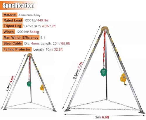 Kit de trépied de sauvetage réglable pour prévenir les risques de chute en cave - 7