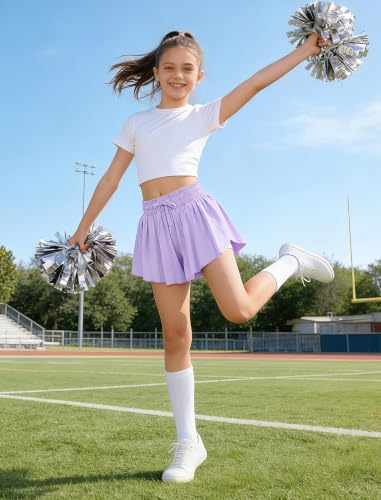 Image of EXARUS Girls Butterfly Shorts Athletic Flowy Cheer Dance Skorts Teen
