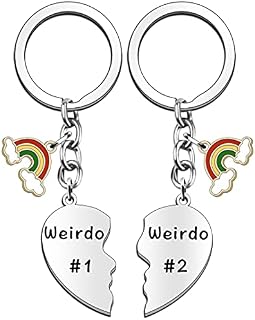 SDOFY 2PCS Best Friend Keyring Weirdo#1 Weirdo#2 Friendship Gifts for Women Girls Sister Birthday BFF Christmas Gifts Graduation Rainbow Keychain Gift
