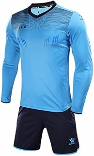 KELME Youth Men Goalkeeper Kit, Soccer Uniform Set, Goalie Jersey Shirt、Shorts Blue