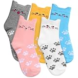 Premillow Women's Cat Socks, 5 Pack Cute Cotton Animal Socks, Fun Sock for Women, Novelty Gifts for Women Animal Lovers
