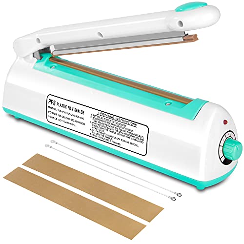 GSZTTKX 8-inch Impulse Heat Sealing Machine,Heat Sealer for Plastic Bags,Manual Sealing to Save Food, including 2 Sets of Replacement Parts And Use a Pure Copper Transformer