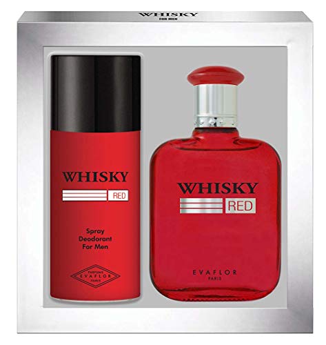 WHISKY Red • Coffret Eau de Toilette 100ML + Déodorant 15OML • Vaporisateur • Spray • Parfum Homme • Cadeau • EVAFLORPARIS
