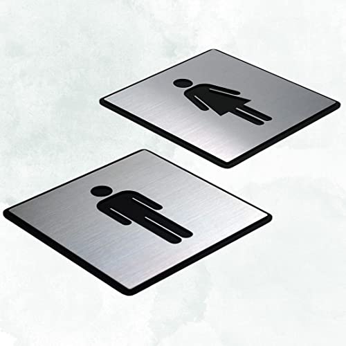 Image of CVANU Silver Acrylic MEN-WOMEN Self-Adhesive Sign Board for Office /Hospital /Cafe Sign Board (set of 2) c75