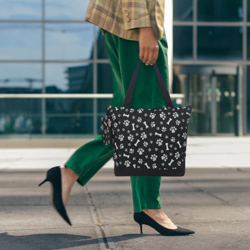 Image of NGIL Medium Top Zipper Closure Canvas Tote Bag with Attached Matching Coin Purse For Moms and Nurses