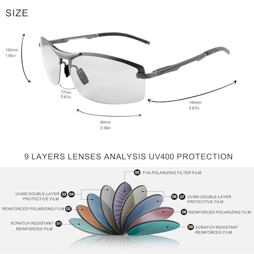 Men's Fashion Driving Photochromic Polarized Sunglasses for Men - Al-Mg metal Ultralight Frame4