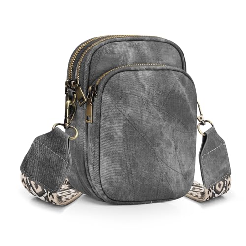 VONAL Leather Crossbody Purse for Women Triple Pockets Designed Shoulder Bag