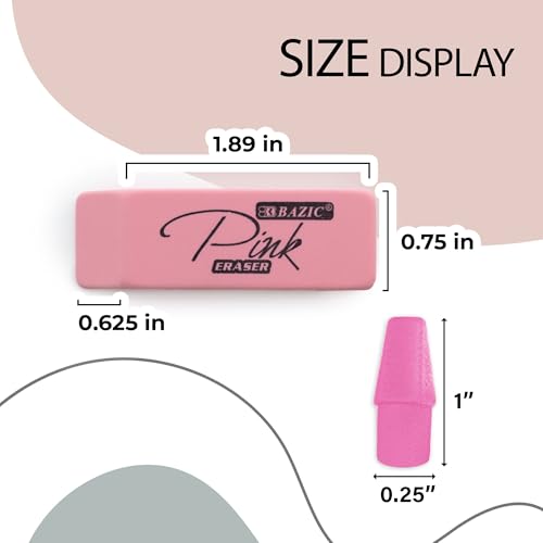 Goma de borrar rosa Bazic 2233 rectangular para lapicero 2