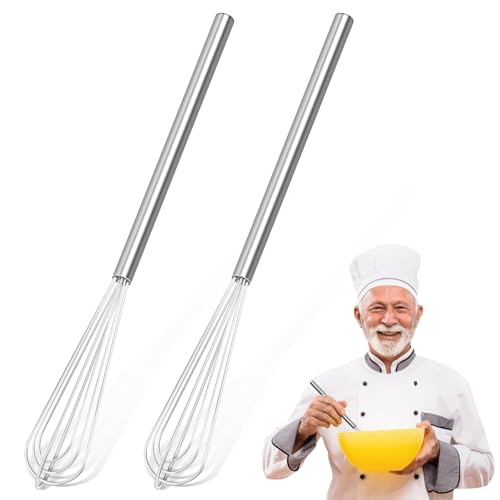2 Pcs Mini Whisk, Small Whisks For Cooking, Stainless Steel Mini Whisk Set - Essential Tiny Wire Whisk For Whisking, Beating, Blending Eggs & Sauces
