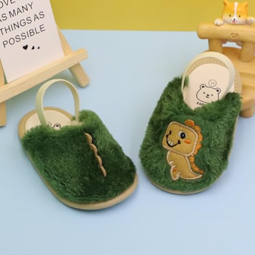 Soft Plush Lightweight House Baby Slippers for First Walking,Non Slip Dinosaur Slippers Baby Shoes for Indoor2