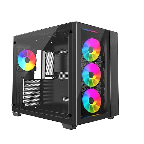 IONZ KZ-ZE/B PC Gaming Case, ATX Mid Tower, Dual Chamber Dynamic Extended Series,Tempered Glass, 4 x ARGB PWM Fans Included - Black - Image 3