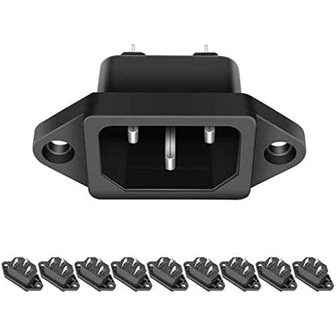 RUNCCI-YUN 10 Pack AC 250V 10A IEC 320 C14 Panel Mount Plug Adapter Power Connector Socket Black Screw Mount 3 Pins Inlet Cover