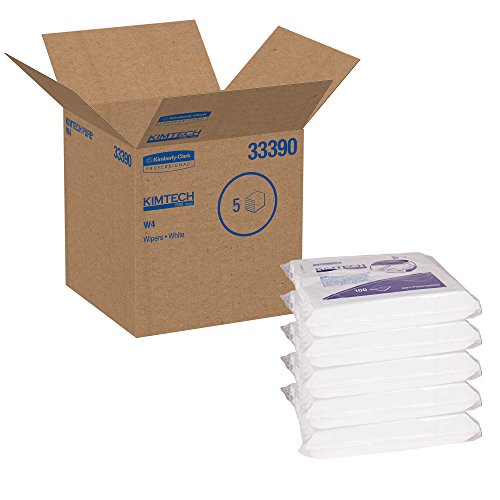 Kimtech Pure W4 Dry Wipers (33390), With Anti-Stat Resealable Double-Bag Pouch, 9” X 9”, White, 500 Wipes / Case, 5 Packs Of 100 Wipes #TOP2