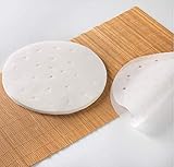 100pcs Greaseproof Air Fryer Liners, 9 inches Bamboo Steamer Liners, Premium Perforated Parchment Papers, Non-Stick Basket Mat, Perfect for 5.3 & 5.8 QT Air Fryers/Baking/ Cooking
