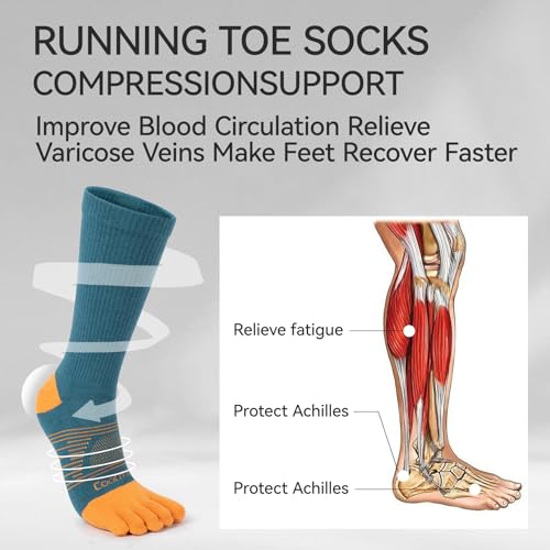 Toe socks Running Athletic Anti-Blister Wicking Cool-max Five Finger Crew Socks Seamless Anti-odor4