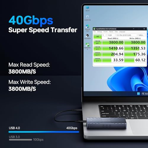 Image of 40Gbps M.2 NVMe Enclosure with Cooling Fan,Thunderbolt SSD Enclosure for M1 Pro /Max Mac,MOKiN Aluminum M.2 Enclosure Support M /B+M Key Size 2280 /2260 /2242 Compatible with Thunderbolt 3 /4 /USB4 /3.2 /3.1