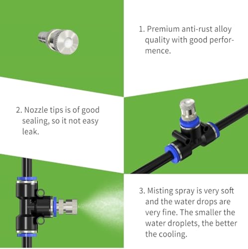 Image of DIY Misting System Kit with Nozzles, Mist Pump, Pipe, Connectors etc. for Terrace /Balcony /Garden cooling /Animal Husbandry /Hydroponics /Fish Farming (7 NOZZAL AND 20FEET PIPE)