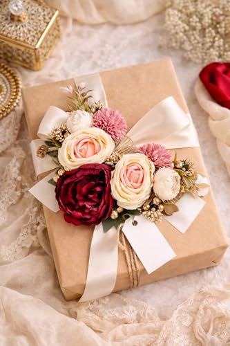 Image of SATYAM KRAFT 1 Bunch Handmade Artificial Ball Flower Brooch for Hamper Decoration, Trousseau Packing, Wedding, Engagement, Gift Wrapping, DIY Craft & Saree Accessories (Big Bunch, Multi)