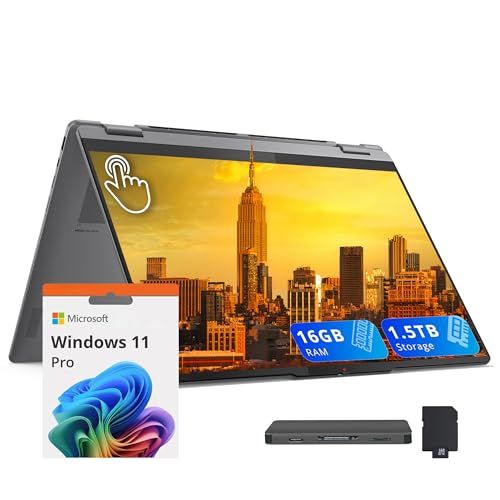 Image of Lenovo Yoga 7i 2-in-1 16 inch 2K Touchscreen Laptop, Intel Ultra 5 226V, 16GB LPDDR5X, 1.5TB(1TB SSD+512GB Docking Station), Intel Arc Graphics, Backlit Keyboard, Fingerprint, Wi-Fi 7, Win 11 Pro, Gray