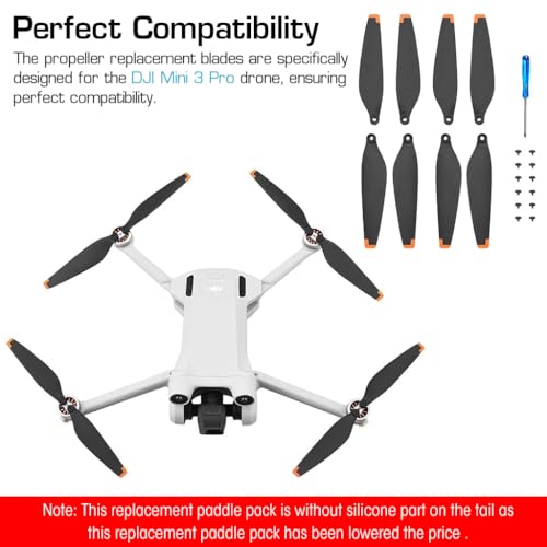 Image of Verilux Mini 3 Pro Propeller for DJI, 8pcs Propeller Blades Replacement for DJI Mini 3 Pro, Ultral Lightweight Silent Flight Propeller Set with Screwdriver 12 Screws Low Noise Replacement Drone Wings