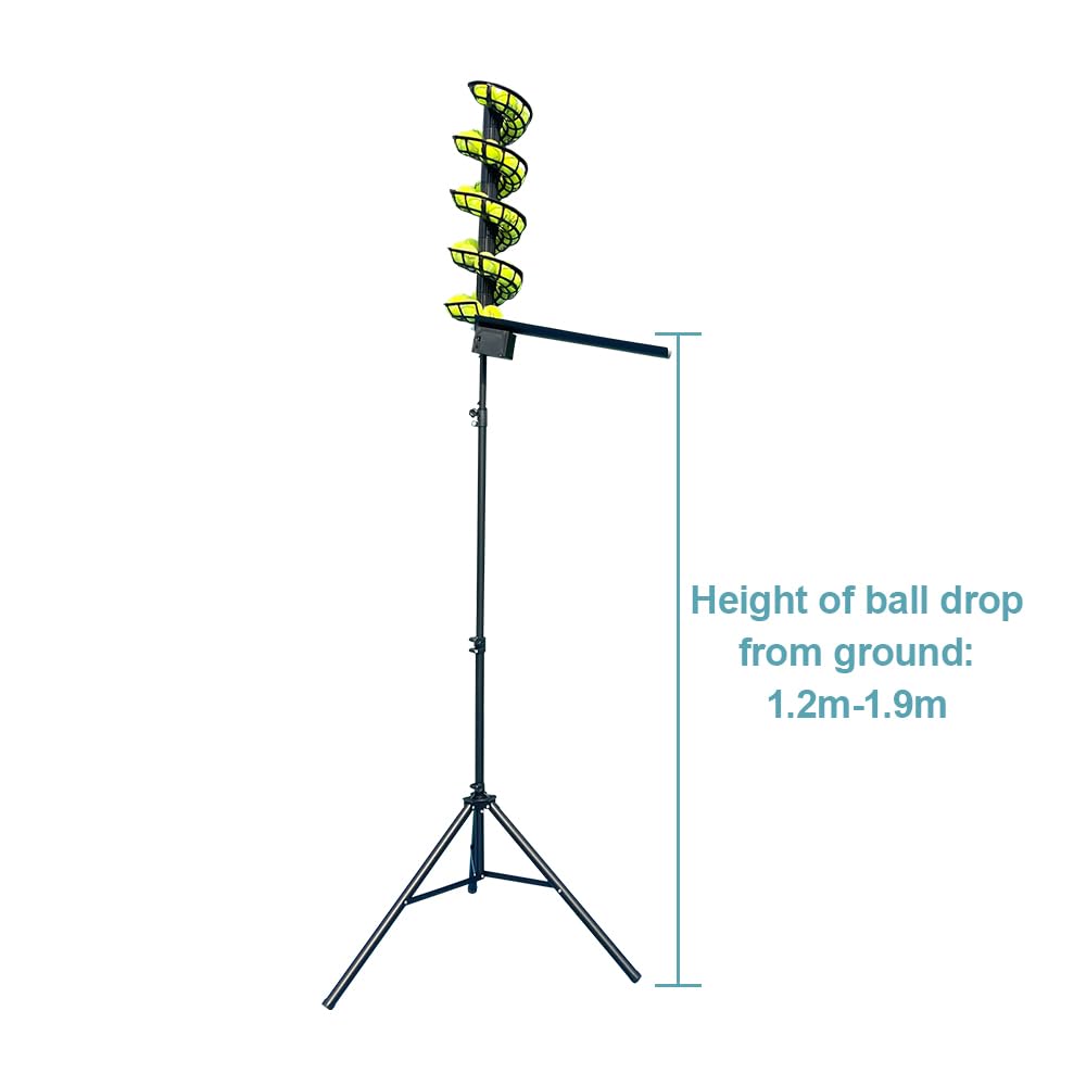 YUEWO Electric Tennis Ball Dropping Machine Tennis Ball Feeder Tennis Machine Lightweight Tennis Serving Machine Frequency Adjustable for Pickleballs & Red Tennis Balls
