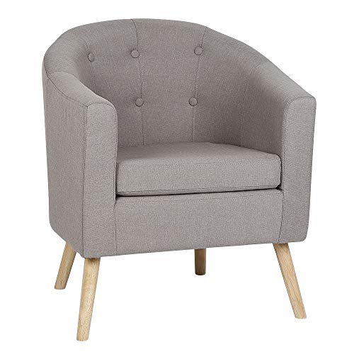 MINGYI Sillón Individual, Butaca de Salón Pequeño, Sillón Relax Moderno con Tapizado, Sillón de Lectura para Salón, Dormitorio, Oficina o Sala de Espera, 64×50×70 cm (Gris Claro)