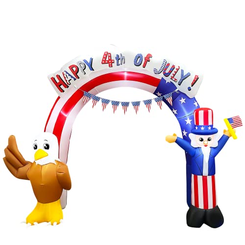 Seasonblow 8Ft Long 4Th Of July Inflatables Archway Outdoor Decorations, Fourth July Patriotic Blow Up Uncle Sam With Eagle American Flag Arch Built-In Led Inflatable For Holiday Memorial Day Yard #TOP2