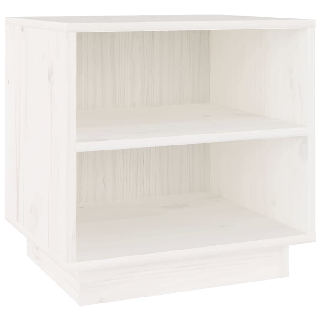 Petite table d'appoint gain de place en bois blanc, table de chevet fonctionnelle pour votre lit