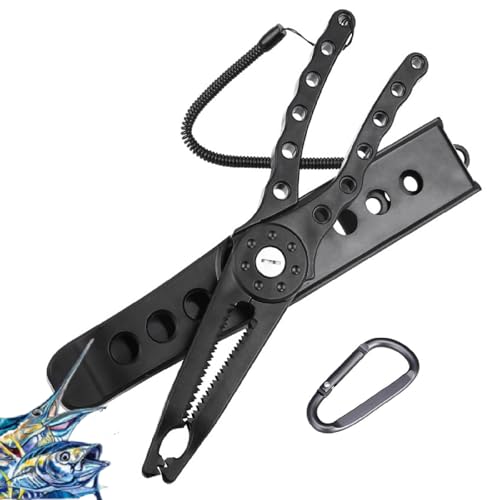 SensaBliss フィッシュグリップ フィッシュキャッチャー ワニグリップ 釣り 魚つかみ 針外し プライヤー 軽量 滑り止め フィッシンググリップ 釣り道具 ロープ付きグリーン 黒