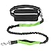 Correa Manos Libres Upkey Correa Running Perro con Bolsillo Correa Retráctil para Perros con Doble Cuerda Elástica, Correa de Perro para Correr Cinturón para Pasear Perros Costuras (Verde)