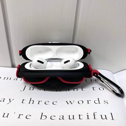 Image of YODI Case Cover for Airpods Pro|Pro 2|Airpods Pro 3|Airpods 4 Pouch, Silicone Cases with Cleaner Kit 360 Drop Protection,Shock-Resistant ((Black Dog with Red Band), Airpods 3 (2022))