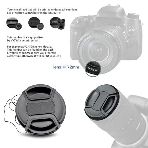 Tapa de lente 72mm universal y kit de paños de microfibra 3