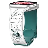 Paovkoi Correa Compatible con Apple Watch 40mm 44mm 42mm 46mm 41mm 45mm 38mm 49mm, Silicona con Tortuga Motivos, Pulsera de Repuesto para Apple iWatch Serie 11 10 9 8 7 6 5 4 3 SE Ultra - Blanco/verde